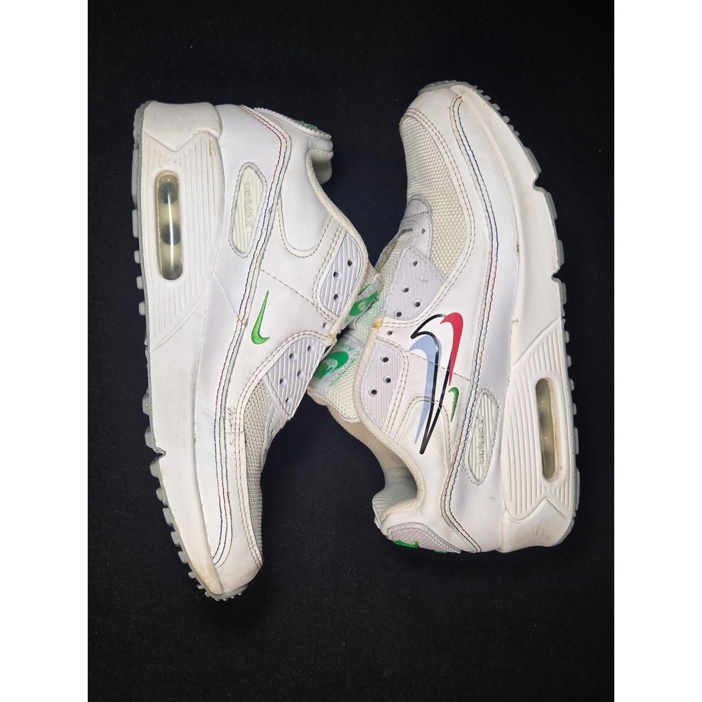 Nike Air Max 90 GS White Multi Color Triple Swoosh DN3730-100 Kids Size 3.5Y